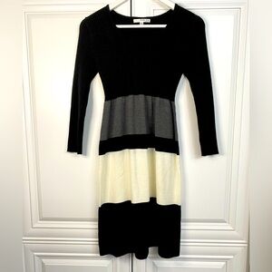 EUC Studio One Size Small Long Sleeve Colour Block Sweater Dress Office Work